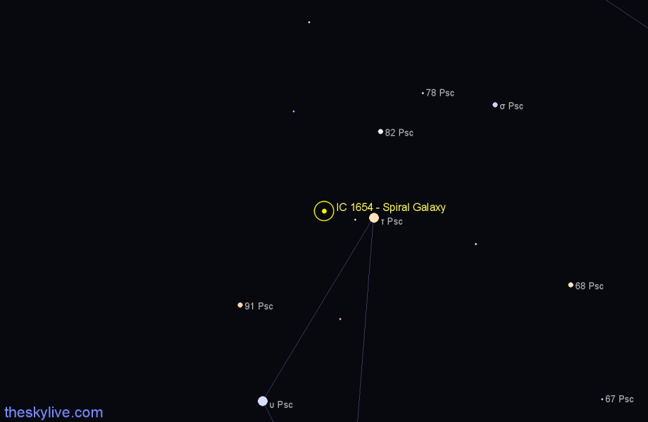 Finder chart IC 1654 - Spiral Galaxy in Pisces star