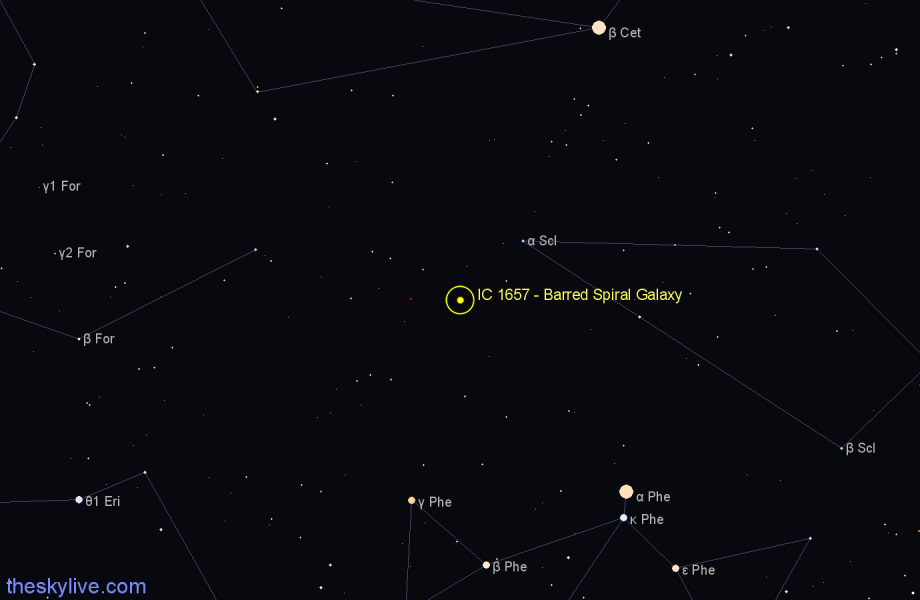 Finder chart IC 1657 - Barred Spiral Galaxy in Sculptor star