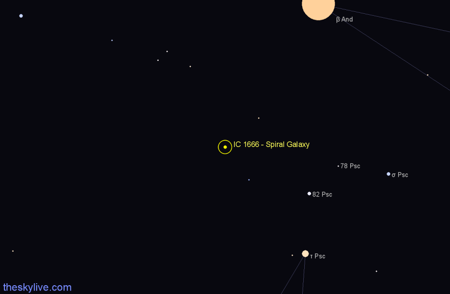 Finder chart IC 1666 - Spiral Galaxy in Pisces star