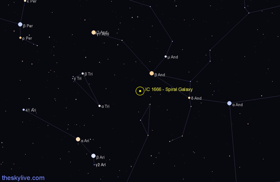 Finder chart IC 1666 - Spiral Galaxy in Pisces star
