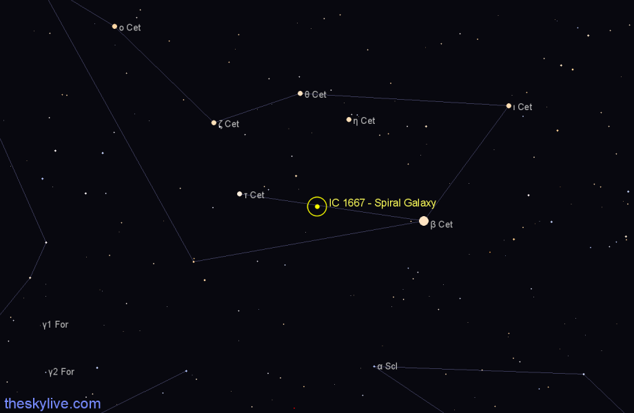 Finder chart IC 1667 - Spiral Galaxy in Cetus star