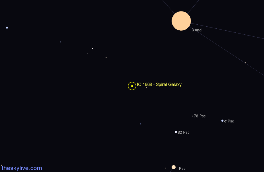 Finder chart IC 1668 - Spiral Galaxy in Pisces star