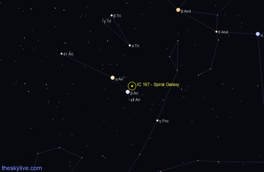 Finder chart IC 167 - Spiral Galaxy in Aries star