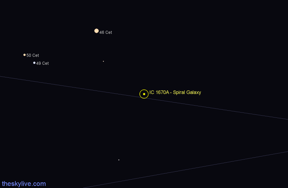 Finder chart IC 1670A - Spiral Galaxy in Cetus star