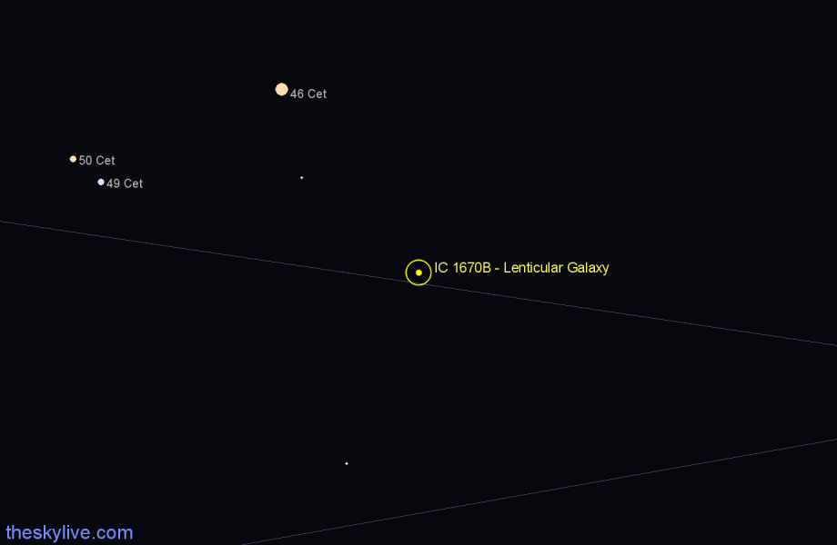 Finder chart IC 1670B - Lenticular Galaxy in Cetus star