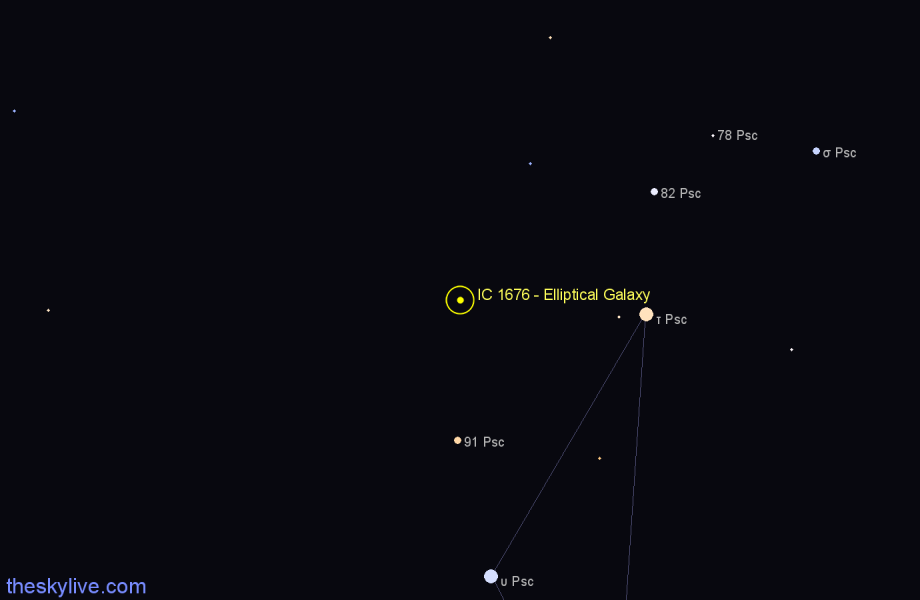 Finder chart IC 1676 - Elliptical Galaxy in Pisces star