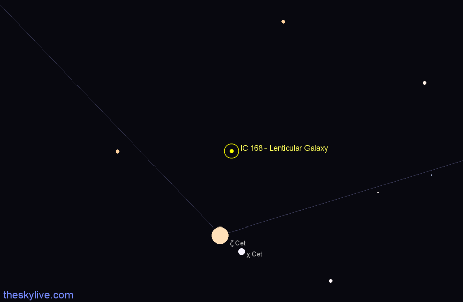 Finder chart IC 168 - Lenticular Galaxy in Cetus star