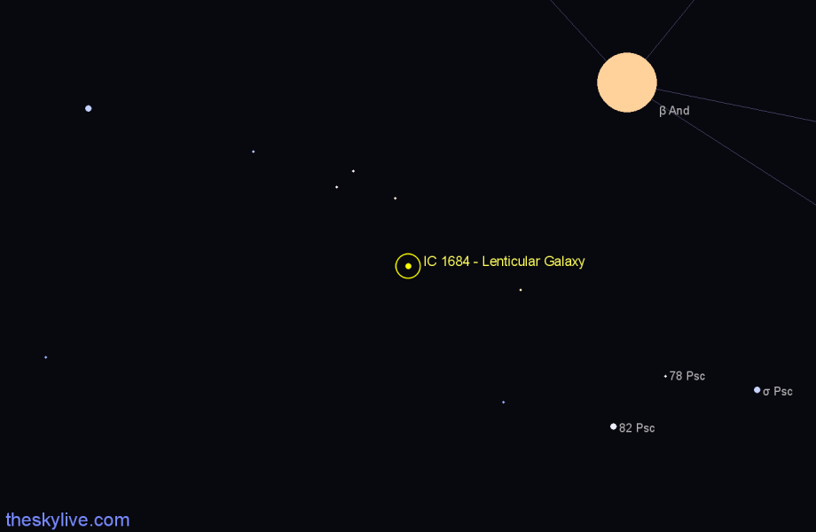 Finder chart IC 1684 - Lenticular Galaxy in Pisces star