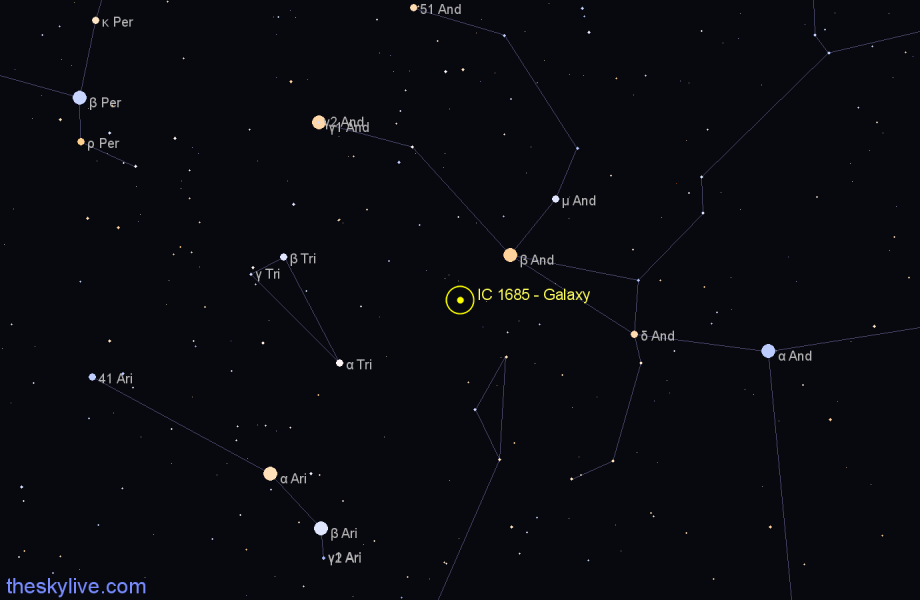 Finder chart IC 1685 - Galaxy in Pisces star