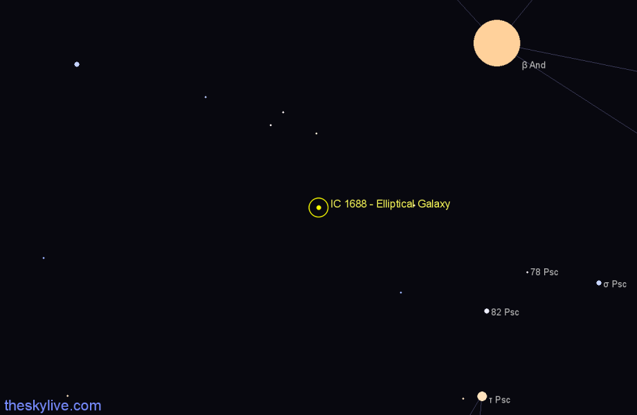 Finder chart IC 1688 - Elliptical Galaxy in Pisces star