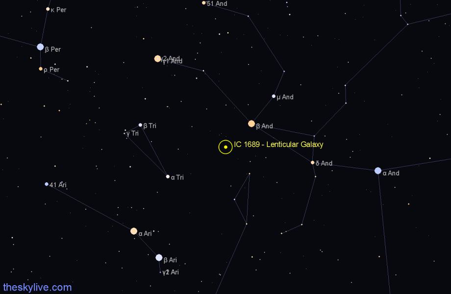 Finder chart IC 1689 - Lenticular Galaxy in Pisces star