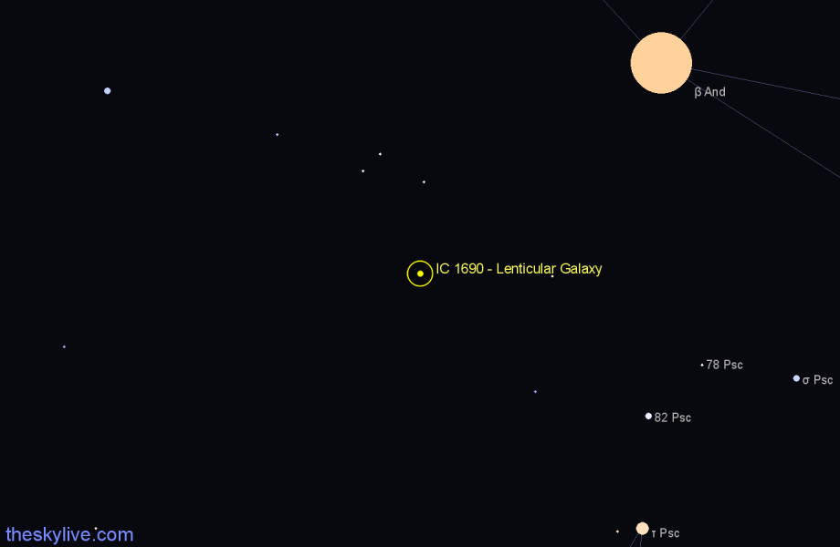 Finder chart IC 1690 - Lenticular Galaxy in Pisces star