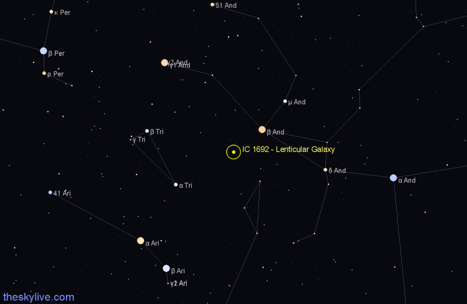 Finder chart IC 1692 - Lenticular Galaxy in Pisces star