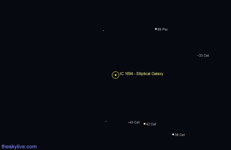 Finder chart IC 1694 - Elliptical Galaxy in Cetus star