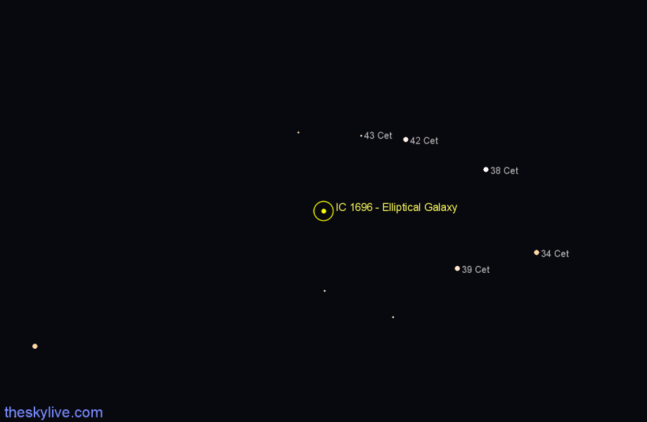 Finder chart IC 1696 - Elliptical Galaxy in Cetus star