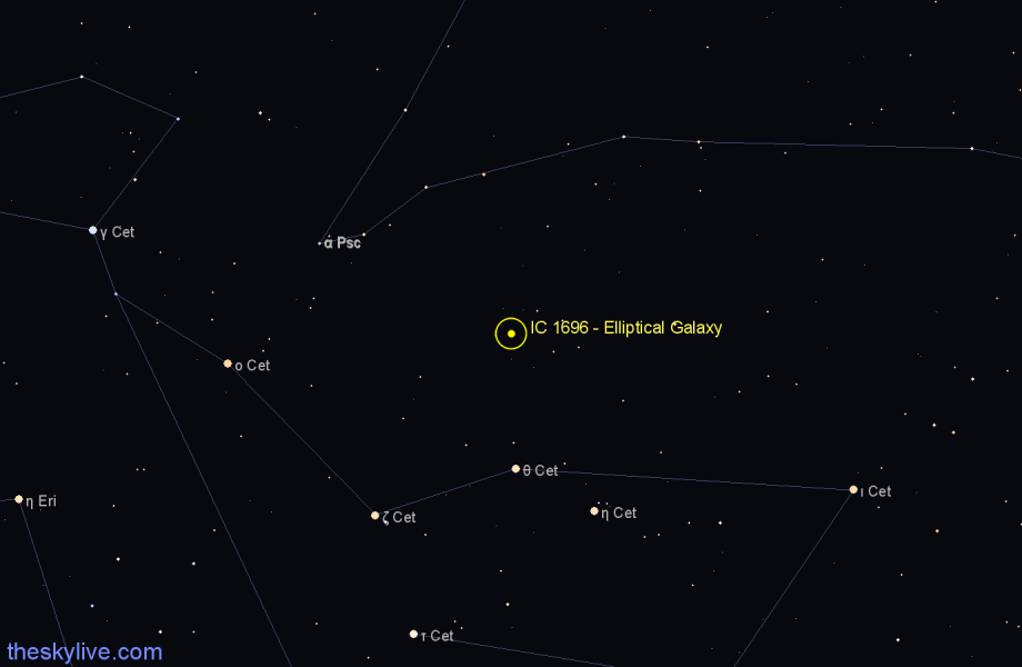 Finder chart IC 1696 - Elliptical Galaxy in Cetus star