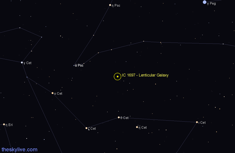 Finder chart IC 1697 - Lenticular Galaxy in Cetus star