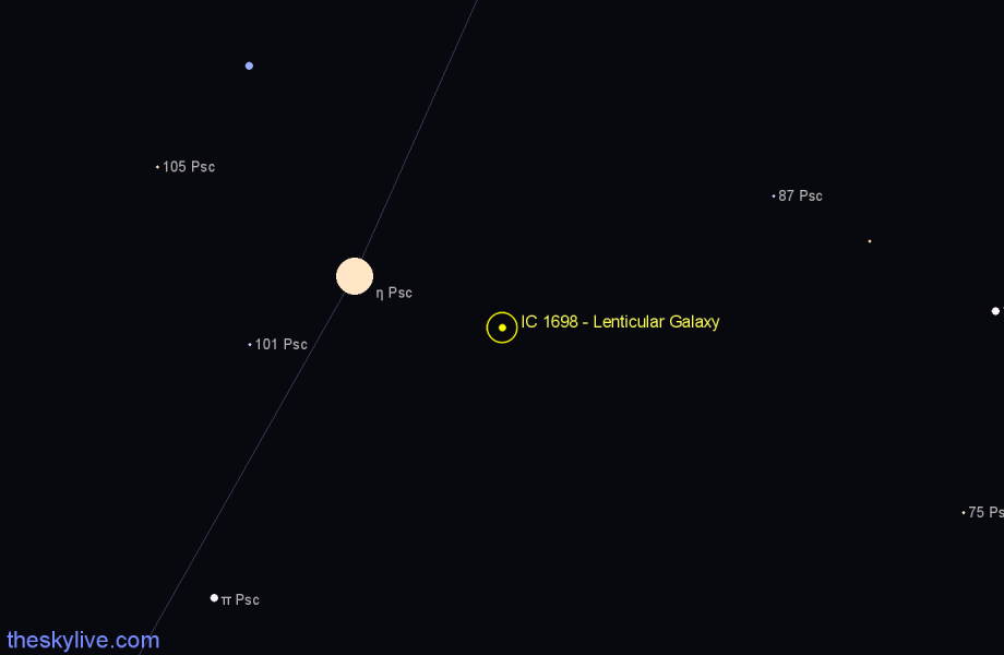 Finder chart IC 1698 - Lenticular Galaxy in Pisces star