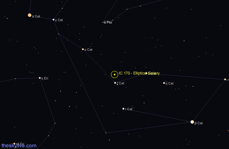 Finder chart IC 170 - Elliptical Galaxy in Cetus star