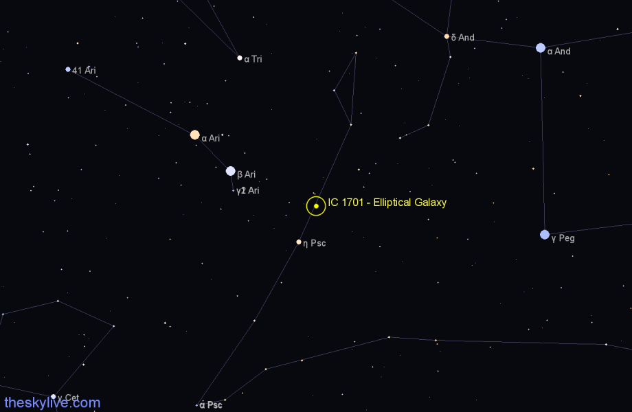 Finder chart IC 1701 - Elliptical Galaxy in Pisces star