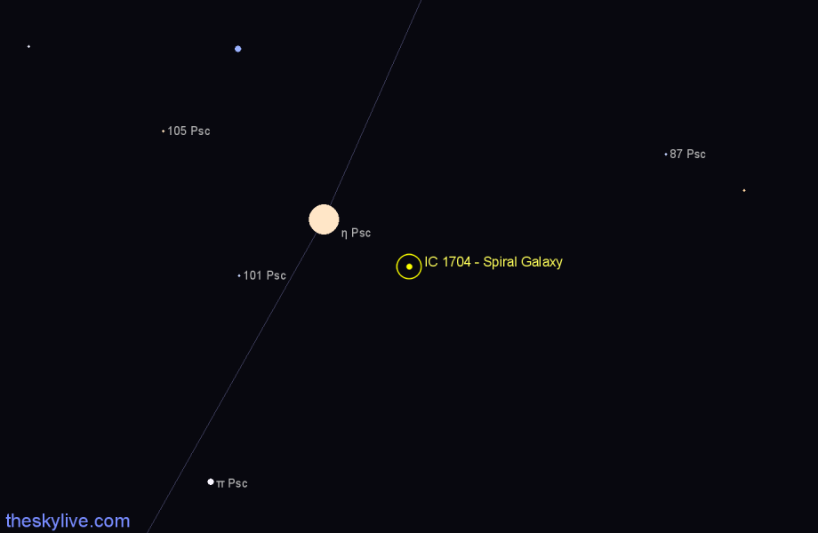 Finder chart IC 1704 - Spiral Galaxy in Pisces star