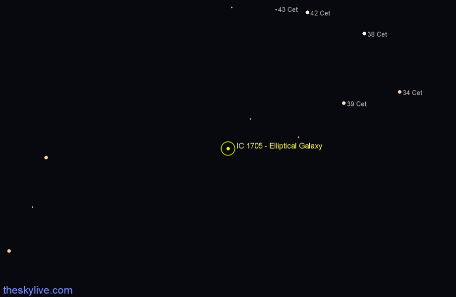 Finder chart IC 1705 - Elliptical Galaxy in Cetus star