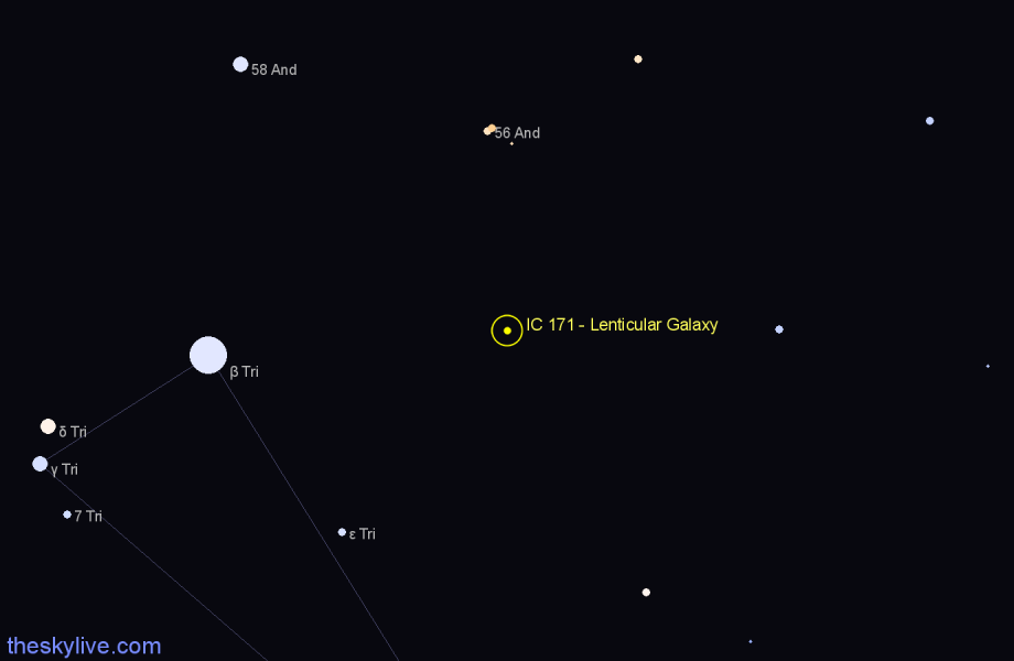 Finder chart IC 171 - Lenticular Galaxy in Triangulum star