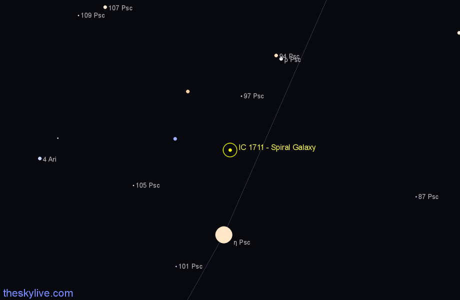 Finder chart IC 1711 - Spiral Galaxy in Pisces star