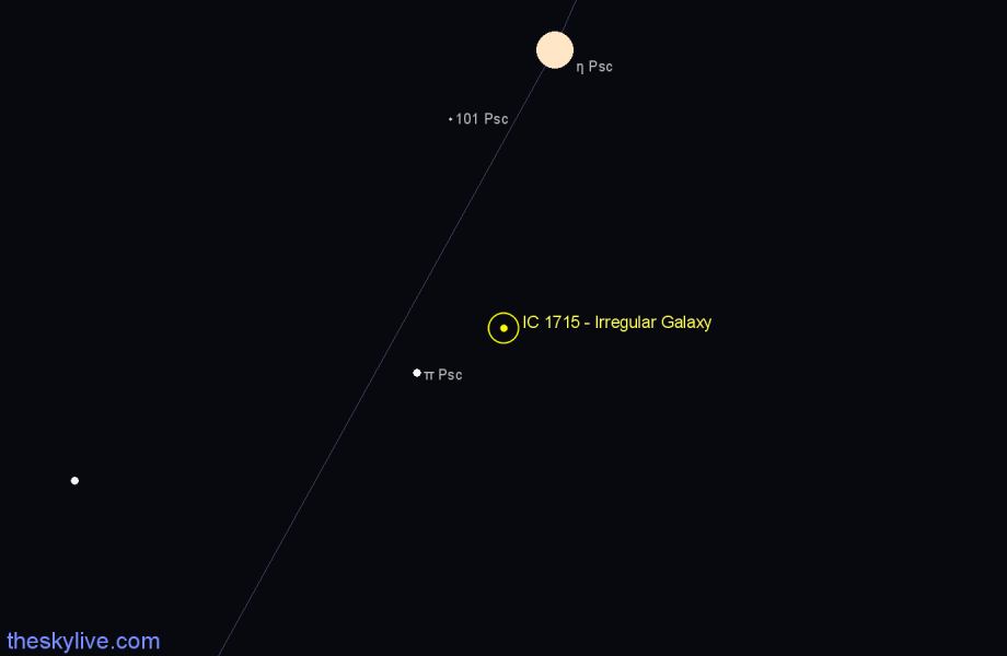 Finder chart IC 1715 - Irregular Galaxy in Pisces star