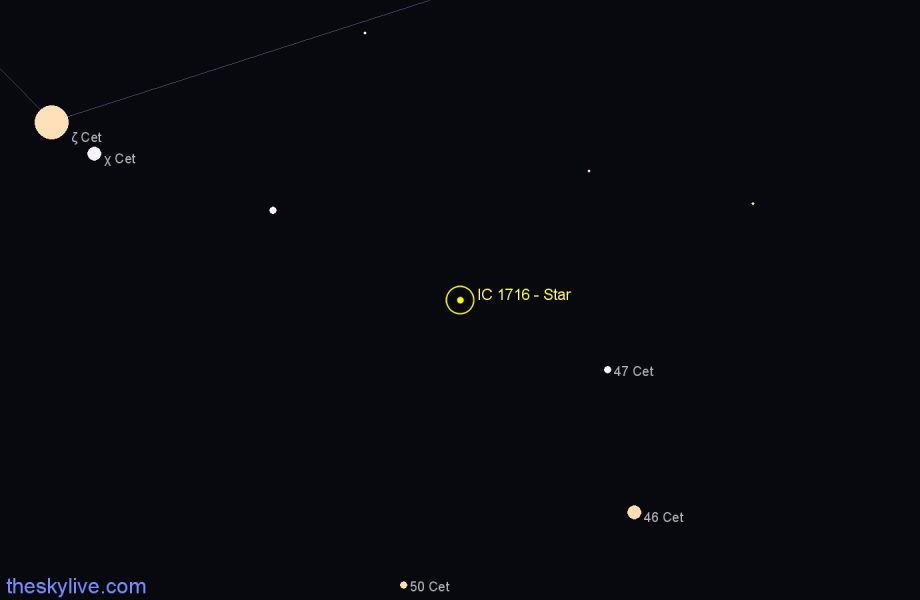 Finder chart IC 1716 - Star in Cetus star