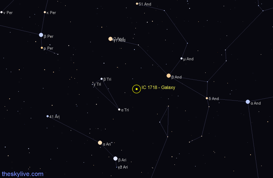 Finder chart IC 1718 - Galaxy in Triangulum star