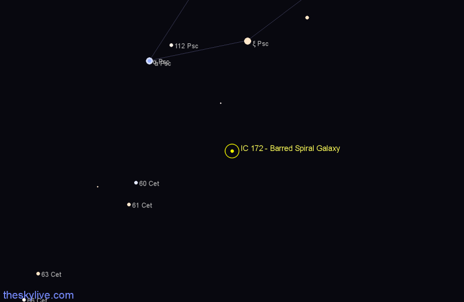 Finder chart IC 172 - Barred Spiral Galaxy in Cetus star