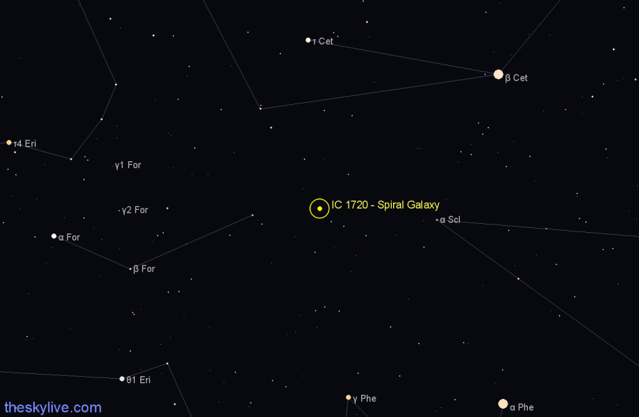 Finder chart IC 1720 - Spiral Galaxy in Sculptor star