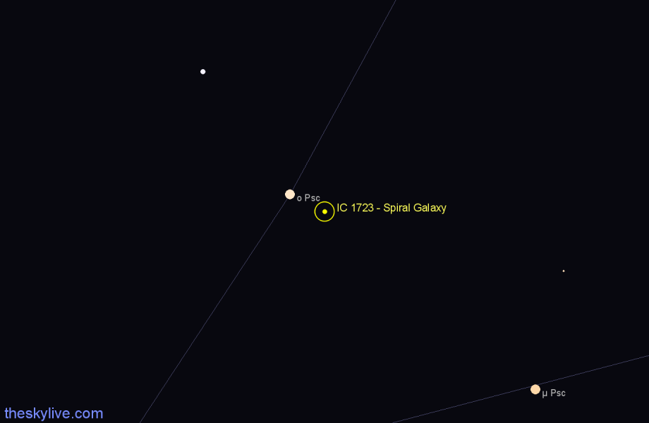 Finder chart IC 1723 - Spiral Galaxy in Pisces star