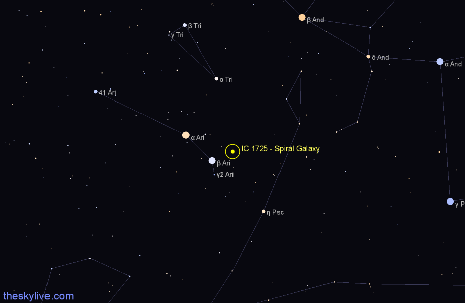 Finder chart IC 1725 - Spiral Galaxy in Pisces star