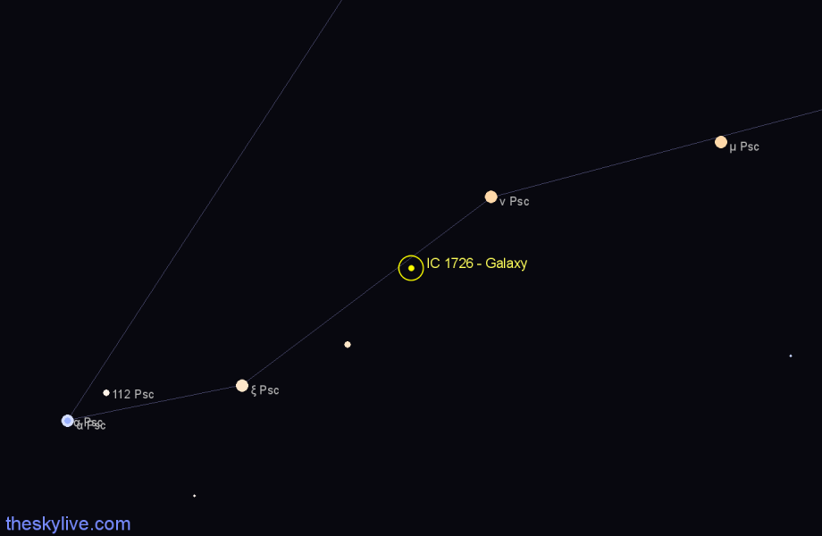 Finder chart IC 1726 - Galaxy in Pisces star