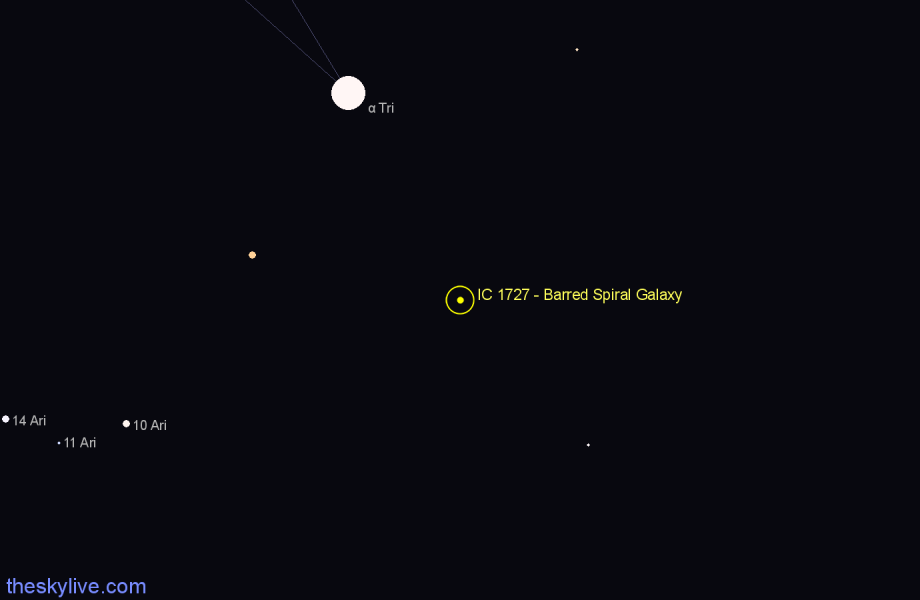 Finder chart IC 1727 - Barred Spiral Galaxy in Triangulum star