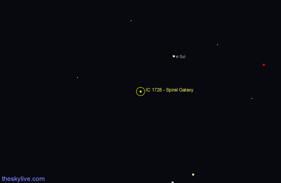 Finder chart IC 1728 - Spiral Galaxy in Fornax star