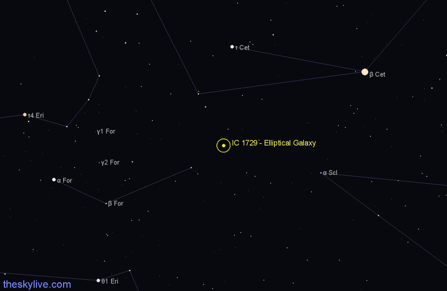 Finder chart IC 1729 - Elliptical Galaxy in Fornax star