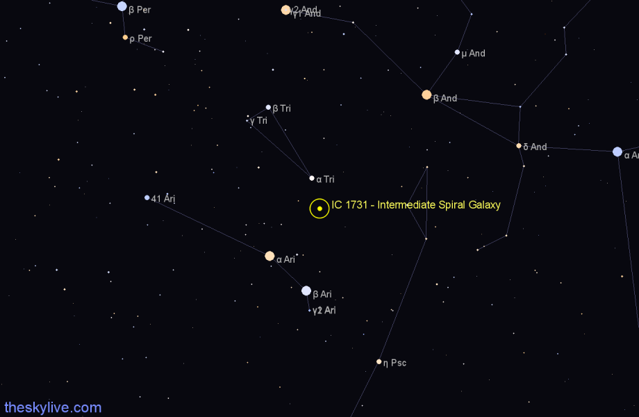 Finder chart IC 1731 - Intermediate Spiral Galaxy in Triangulum star