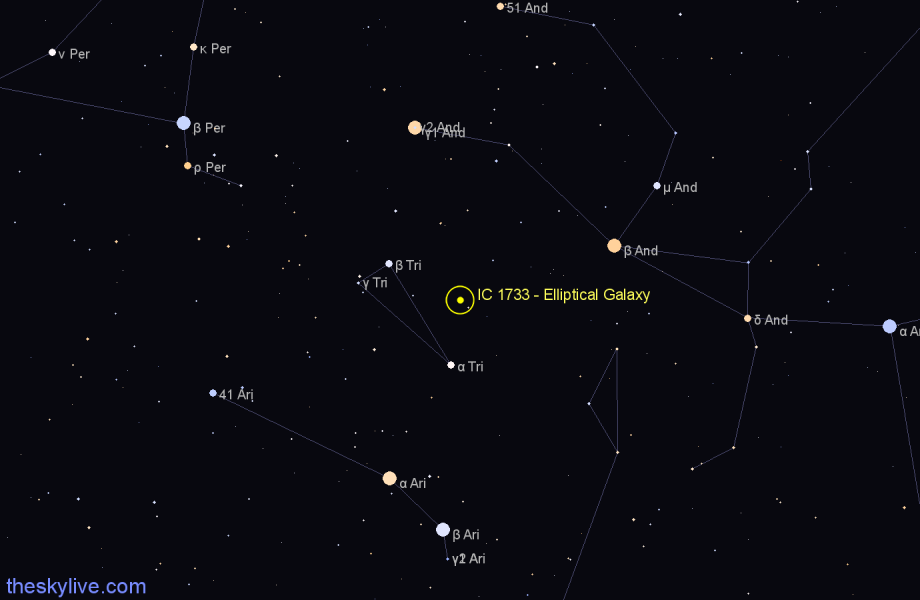 Finder chart IC 1733 - Elliptical Galaxy in Triangulum star