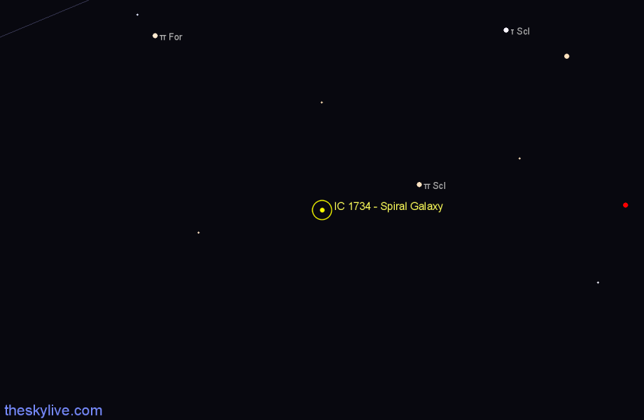 Finder chart IC 1734 - Spiral Galaxy in Fornax star