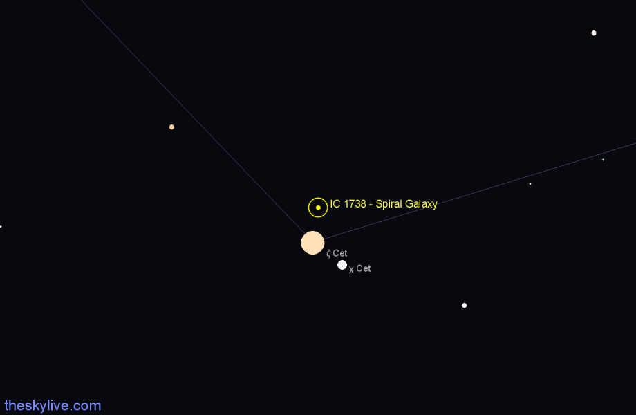Finder chart IC 1738 - Spiral Galaxy in Cetus star