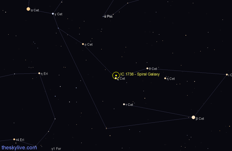Finder chart IC 1738 - Spiral Galaxy in Cetus star