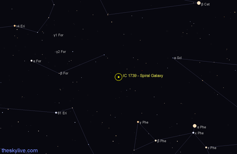 Finder chart IC 1739 - Spiral Galaxy in Fornax star