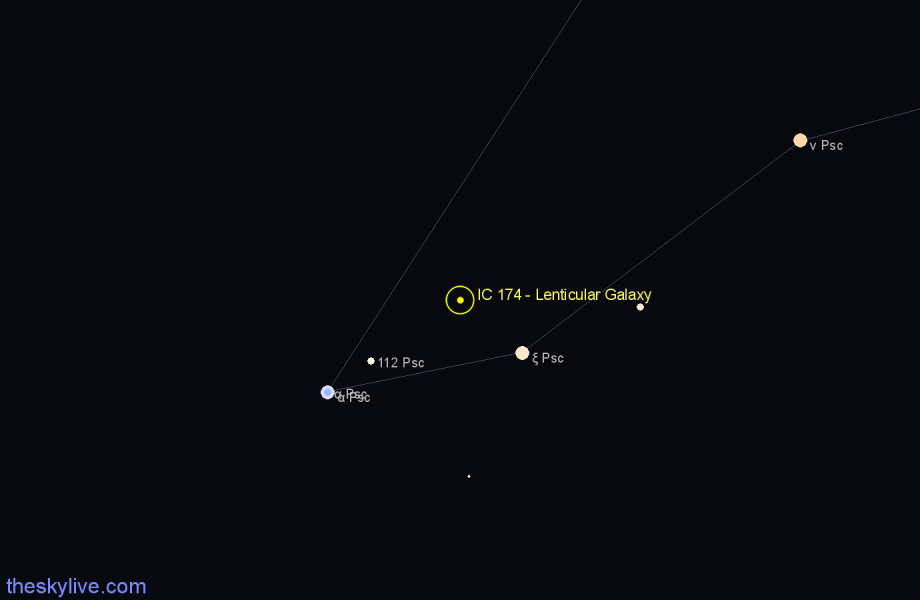 Finder chart IC 174 - Lenticular Galaxy in Pisces star
