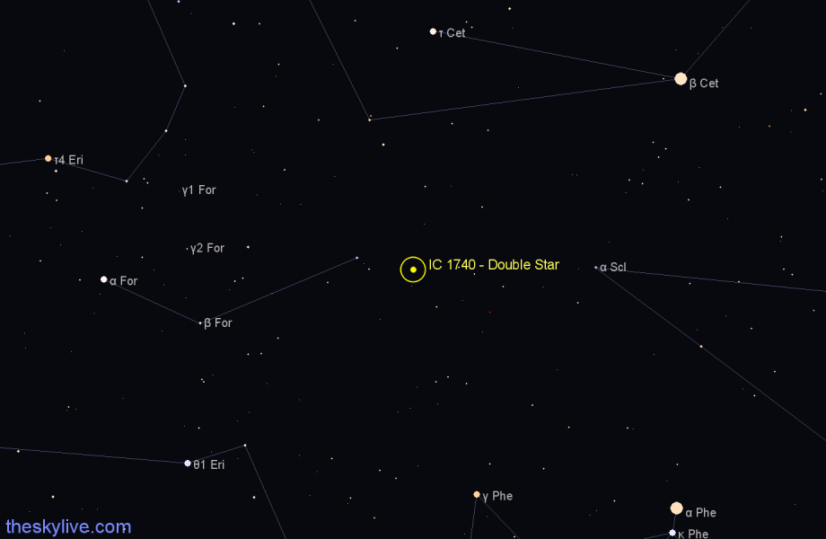 Finder chart IC 1740 - Double Star in Fornax star