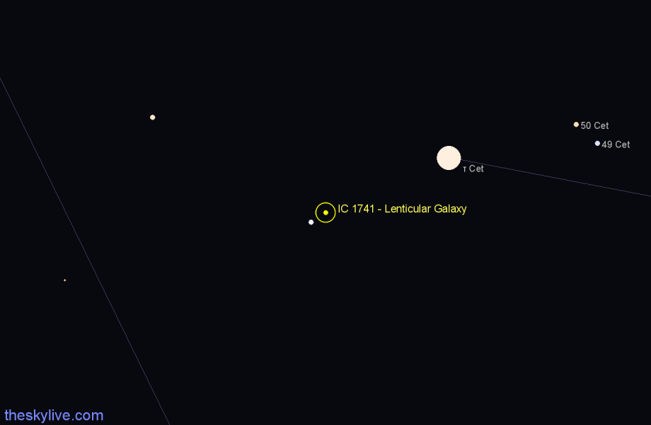 Finder chart IC 1741 - Lenticular Galaxy in Cetus star