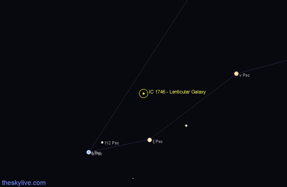 Finder chart IC 1746 - Lenticular Galaxy in Pisces star