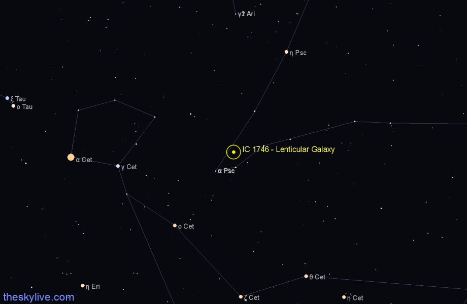 Finder chart IC 1746 - Lenticular Galaxy in Pisces star